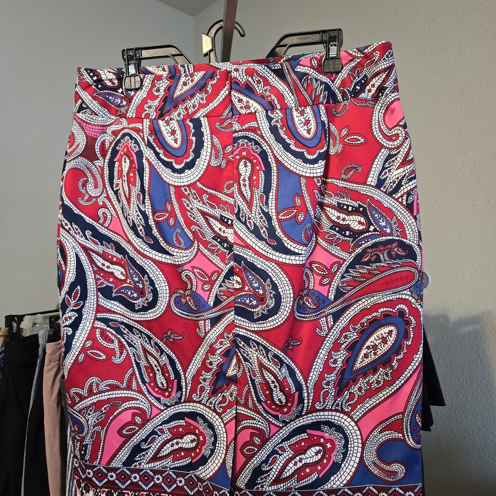Charter Club Pink and Blue Paisley Pencil Skirt